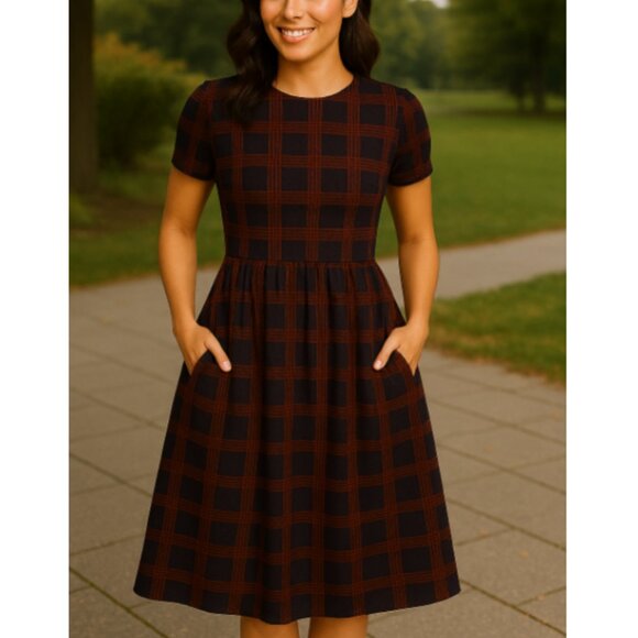 LuLaRoe Dresses & Skirts - LuLaRoe Burgundy and Navy Geometric Midi Dress Size Large